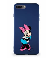 Apple iPhone 8 Plus Soft Premier Kapak Minnie Mouse-D Tasarımlı Silikon Kılıf - Lacivert (Şeffaf)