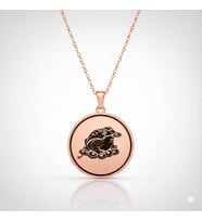 Kişiye Özel Feng Shui Zenginlik Kurbağası Gümüş Kolye Şans ve Bereket Tılsımı 925K Gümüş (Rose)