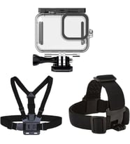 Hero 12 Uyumlu Su Geçirmez Kılıf Housing Göğüs Bandı ve Kafa Bandı 3'lü Set