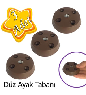 3 Adet Düz Ayak Tabanı Kahverengi Mobilya Masa Sehpa Ayağı Bağlantı Aparatı Plastik