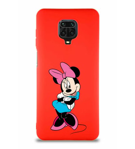 Xiaomi Redmi Note 9S Soft Premier Kapak Minnie Mouse-D Tasarımlı Silikon Kılıf - Kırmızı (Şeffaf)