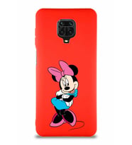 Xiaomi Redmi Note 9S Soft Premier Kapak Minnie Mouse-D Tasarımlı Silikon Kılıf - Kırmızı (Şeffaf)