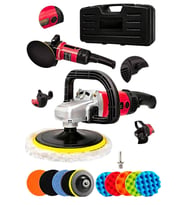 Bakır Sargı Devir Ayarlı Polisaj Makinesi 2000 Watt 180mm 12parça set hediyeli