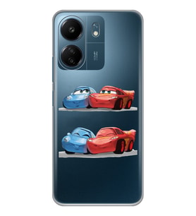 Xiaomi Redmi 13C Uyumlu Mcqueen ve Sally Tasarımlı Şeffaf Telefon Kılıfı