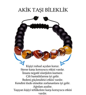 Sertifikalı Amorf Kesim Yemen Akik - Oniks Taşı Bileklik (Çok Renkli)