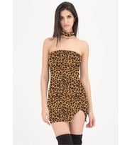 Leopar Desenli Elbise