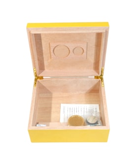 Sarı Nokta Desenli Sedir Humidor Puro Kutusu - TR9820