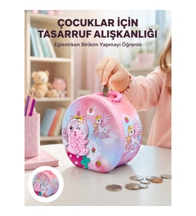 Mey İthalat® Mini Çocuk Para Kasası Güvenli Kilitli Birikim Kutusu