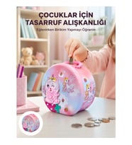 Mey İthalat® Mini Çocuk Para Kasası Güvenli Kilitli Birikim Kutusu
