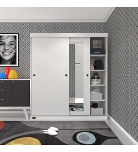Kenzlife gardırop sürgülü kapaklı kapılı 160 papatya byz aynalı gardolap dolap (Karışık)