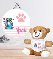 Kişiye Özel Bebek Kapı Süsü ve Peluş Ayıcık Seti – Baby Shower / Hastane Odası