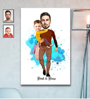 Kişiye Özel Babalar Günü Baba Erkek Çocuk Karikatürlü Ahşap Tablo Model-2