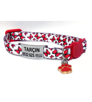 Güvenlik kilitli (safety click ) Kedi tasması, kedi künyesi, kedi isimlik, sallanmayan kedi künyesi, isimli kedi tasması (Gümüş)