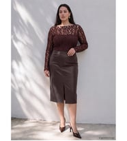 LCW Curve Bordo Yırtmaç Detaylı Kalem Etek