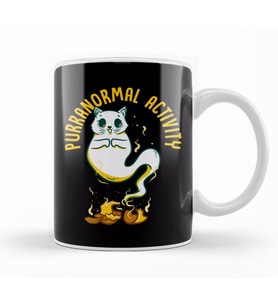 Funny Purranormal Activity Ghost Cat Halloween Kupa Bardak Porselen