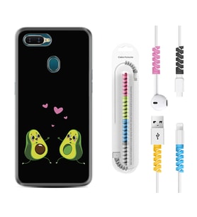 Oppo A5S A15 A16 A54 A55 A73 A74 Kılıf Kablo Koruma Spiral Silikon Aşık Avokadolar 1642