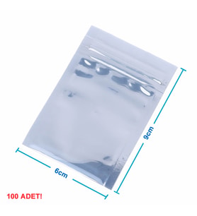 Kilitli Antistatik Poşet 6x9cm 100 Adet Şeffaf Su Toz Geçirmez Koruyucu Esd Metalize Torba