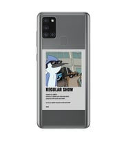 Samsung Galaxy A21S Uyumlu Regular Show Mordecai ve Rigby Desenli Şeffaf Telefon Kılıfı