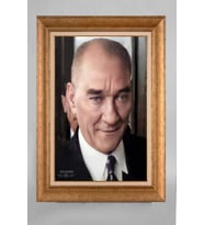 Çerçeveli Paspartulu Atatürk Tablo a711 (Gold)