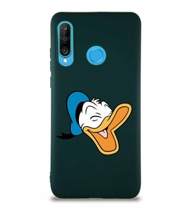 Huawei P30 Lite Soft Premier Kapak Donald Duck-E Tasarımlı Silikon Kılıf - Yeşil (Şeffaf)