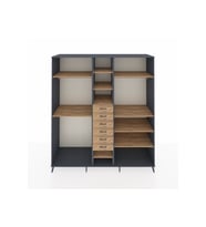 Kronos Dolap 10 Raflı 6 Çekmeceli 3 Askılı 220x59x243 Antrasit-Çam/Çam
