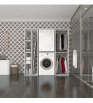 Kenzlife çamaşır-kurutma makinesi dolabı ve giysi dolabı cevherimdf sol byz 180*170*60  % 100 FULL MDF (Beyaz)
