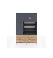 Hyperion Dolap 9 Raflı 5 Çekmeceli 3 Kapaklı 132x44x195 Antrasit-Antrasit/Çam