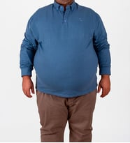 Boldman Büyük Beden Battal Erkek Mavi Sweatshirt Polo Yaka Uzun Kol Pamuklu