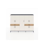Arges Dolap 12 Raflı 2 Çekmeceli 8 Kapaklı 220x30x163 Antrasit-Aytaşı/Çam