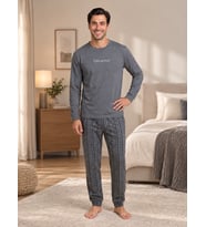 Falkom 5801 İnterlok Kışlık Kalın Kumaşlı Ekose Pijamalı Erkek Ev Pijama Takımı