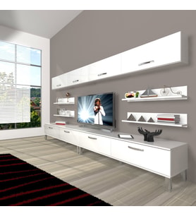 Decoraktiv Eko 360Y Slm Krom Ayaklı Tv Ünitesi Tv Sehpası (Beyaz)