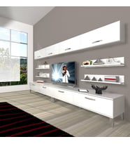 Decoraktiv Eko 360Y Slm Krom Ayaklı Tv Ünitesi Tv Sehpası (Beyaz)