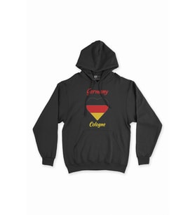 Köln Almanya  Bayraklı Kalpli Siyah Sweatshirt Hoodie