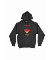 Köln Almanya  Bayraklı Kalpli Siyah Sweatshirt Hoodie