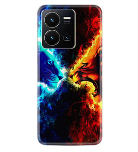 Vivo Y22 Kılıf Silikon Desen Özel Seri Red Blue Leon 1714