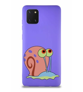 Samsung Galaxy Note 10 Lite Soft Premier Kapak Salyangoz Gary Tasarımlı Silikon Kılıf - Mor (Şeffaf)