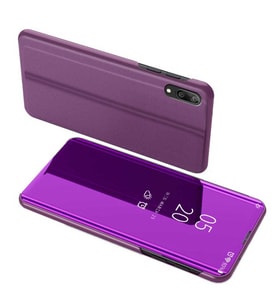 Huawei Y7 Prime 2019 Uyumlu Aynalı Kapaklı Lüx Kılıf (Mor)