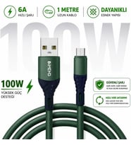 100W USB A to Micro Data ve Hızlı Şarj Kablosu 1 Metre Yeşil