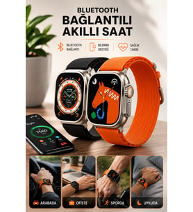 Bluetooth Bağlantılı 49MM Dokunmatik Akıllı Saat Sağlık ve Spor Takip Özellikli