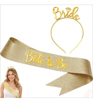 Bride Taç ve Bride To Be Kuşak Seti - Altın