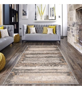 Kahverengi Batik Desen Renk Geçiş Yıkanabilir Kaymaz Taban Leke Tutmaz Modern Salon Halısı ve Yolluk