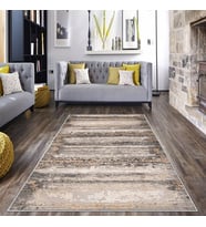 Kahverengi Batik Desen Renk Geçiş Yıkanabilir Kaymaz Taban Leke Tutmaz Modern Salon Halısı ve Yolluk