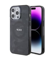 TUMI iPhone 15 Pro Kılıf TUMI Orjinal Lisanslı M-safe Şarj Özellikli PC TPU Çift Katmanlı Kamuflaj Desenli Kapak (Gri)