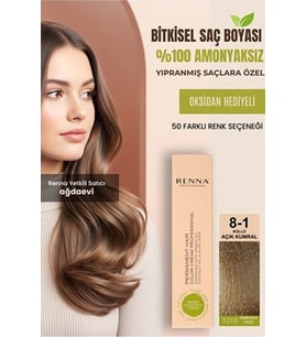 Renna AMONYAKSIZ Bitkisel Yıpranmış Saçlar İçin Saç Boyası 8-1 KÜLLÜ AÇIK KUMRAL 60ml
