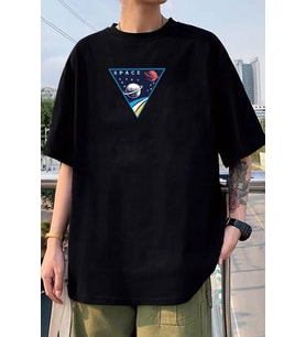 Unisex Space Baskılı T-shirt (Siyah)