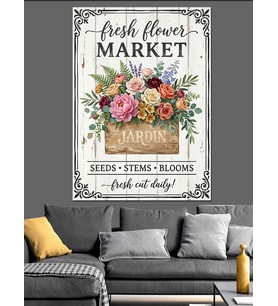 Fresh Flower Market Tabela Dekoratif Kanvas - Mdf Ahşap Tablo