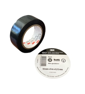 3M Temflex 150 Elektrik İzole Bant Elektrik Kablo Bantı 19mmx9m Siyah