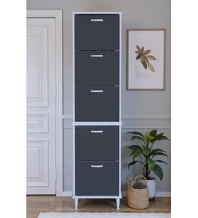 Eliusta Store Ayaklı Antrasit Ayakkabılık 52 cm Kapı Önü/Giyim Odası/Antre Uyumlu Ayakkabılık 52x205x26 cm