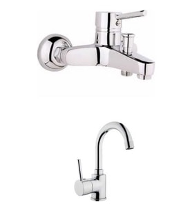 İnventa Delta Lavabo Bataryası + Aç Kapa Banyo Bataryası