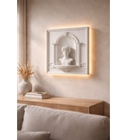 Led Aydınlatmalı Dekoratif Duvar Mumluk Heykel Rafı Antik Sütunlu Duvar Dekorasyon 25 CM
